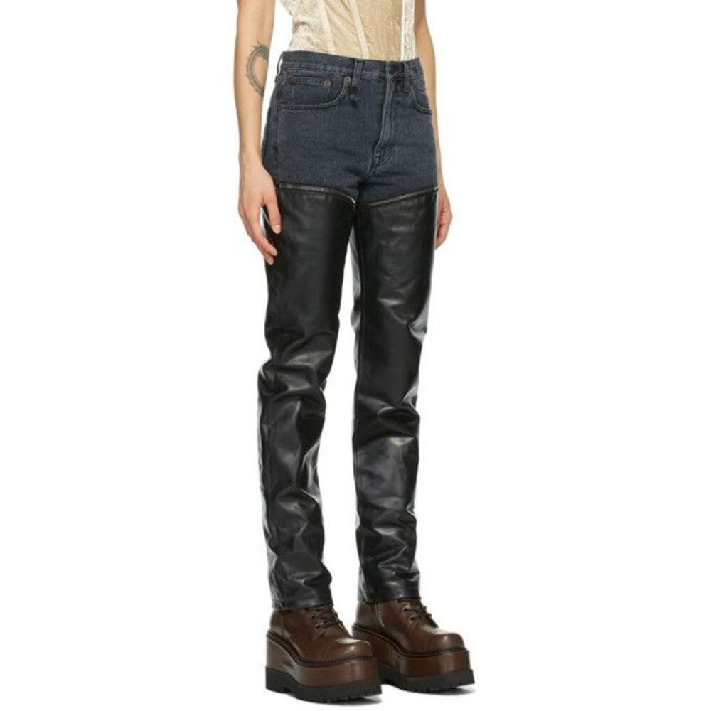 R13 Black Leather Zip Off Axl Slim Pants - Picture 7 of 16